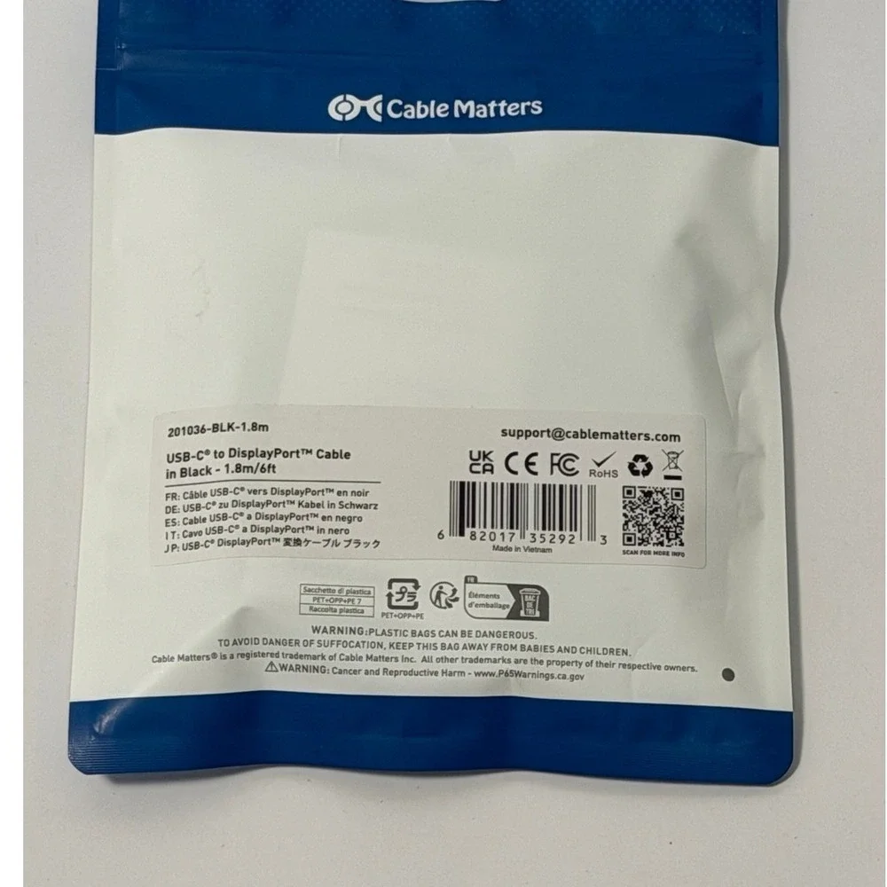 Cable Matters USB-C to DisplayPort Cable 6ft